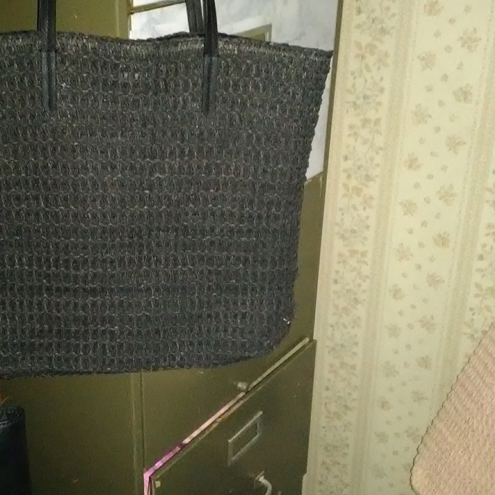 Black straw bag